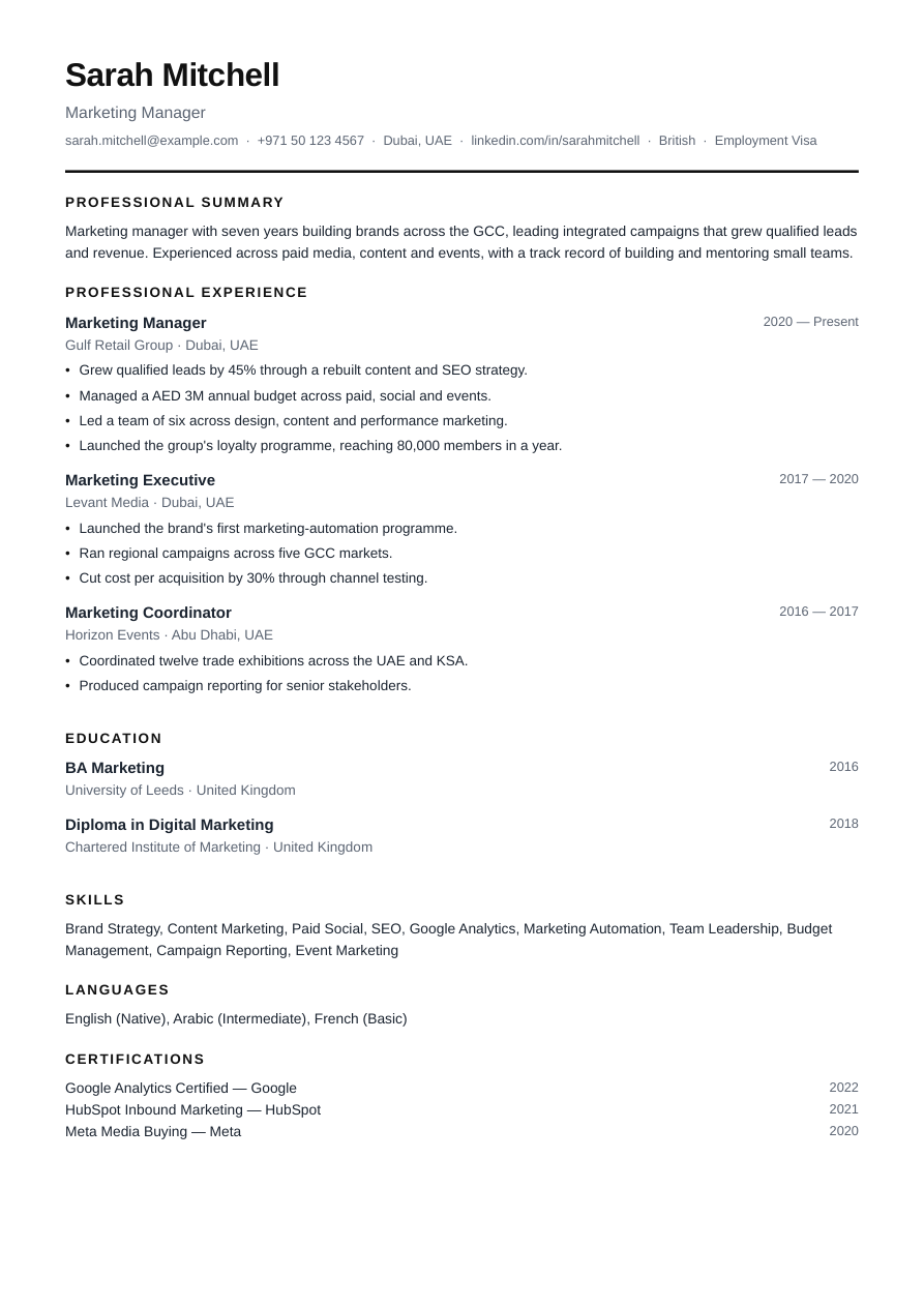 ATS Friendly CV template preview
