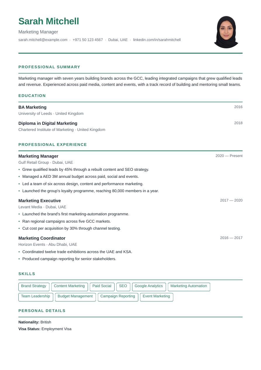 Fresh Graduate CV template preview