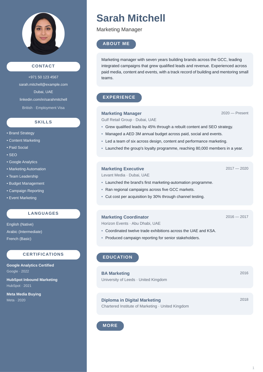 Slate Rounded CV template preview