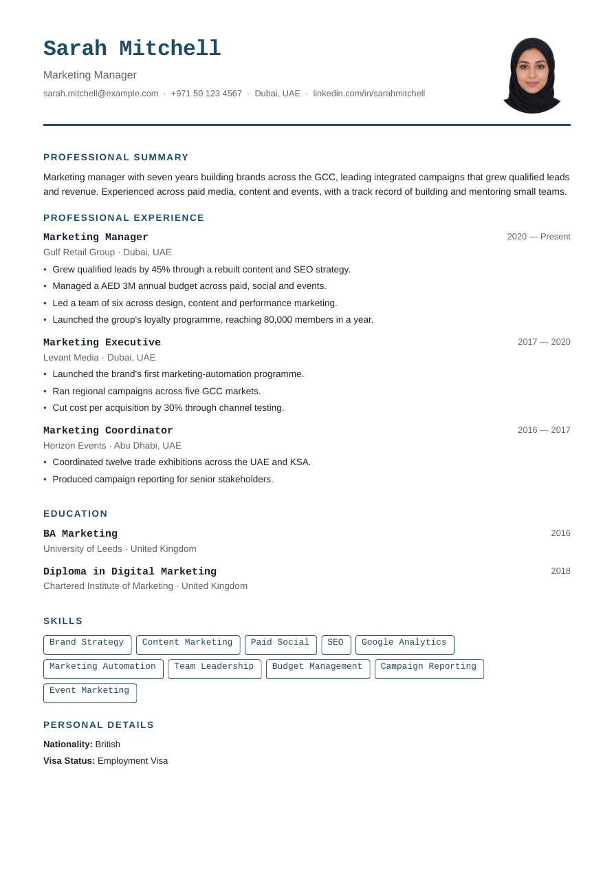 Tech Minimal CV template preview